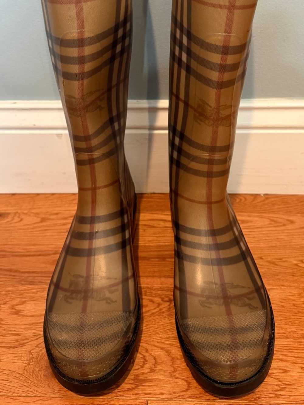 Authentic Burberry Tall Nova Check Plaid Rain Boots EU 38 US 7.5